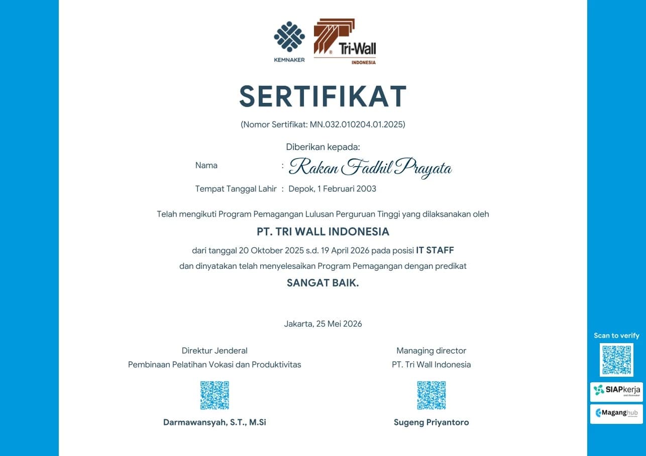 IT Staff — Tri-Wall Indonesia